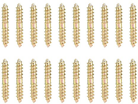 20 Pièces 5x30mm Vis à Cheville Boulons Filetés Autotaraudeurs à Double extrémité Tiges de Connecteur de Meubles de Travail du Bois pour Faire des Joints entre Deux Pièces de Bois