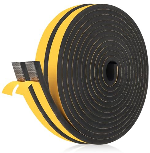 Trukafie 10M Joint Fenêtre Isolation du bruit, 10mm x 6mm Joint Fenêtre Isolation, Joint Porte de Mousse Adhésive pour porte insonorisée et étanche à la pluie, bande d'étanchéité pour climatisation