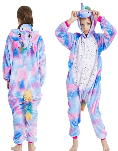 SOETDERT Barn enhörning sovsparkdräkt, kostym, onesie, jumpsuit med huva, enhörningskostym, overall, flicka jumpsuit pyjamas, djurkostym, onesie, barn, karneval, cosplay
