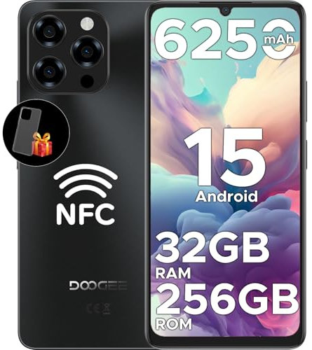 DOOGEE Note 58 Pro Mobile Phones, Android 15 Smartphone 2025, 6250mAh & 32GB+256GB 2TB TF, 6.75 HD+ 90Hz Display, 4G Dual SIM Free Unlocked Phones, Widevine L1, Fingerprint/Face ID/OTG/GPS/NFC, Black