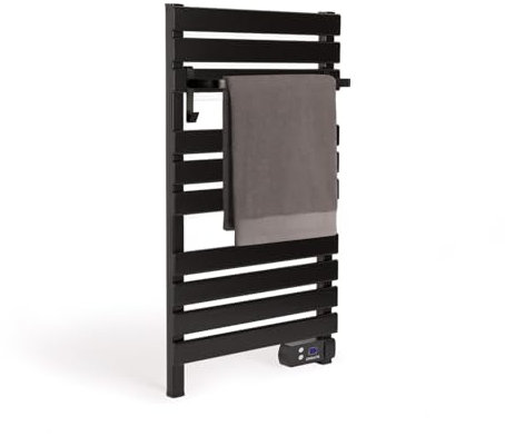 CREATE / Warm Towel 500W / Porte-Serviettes électrique Noir avec étagère 1 Barre / 96,9x5x55 cm/pour Sol ou Mur, minuteur, écran LCD, Basse consommation, temporisateur