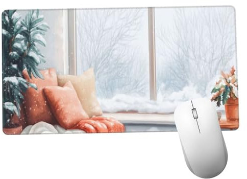 Blanco Alfombrilla Ratón 1400x600x3mm Alfombrilla Raton XXL con Base de Goma Antideslizante, Accesorios Gaming Nieve, Ordenador Gamer Regalos, Mouse Pad Gaming Mejora La Precisión Y La Velocida Y1486