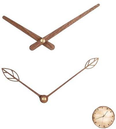 EUYKQNOI 2 Sets Manecillas Reloj Pared Madera Nogal - Agujas para Mecanismo Reloj 24H, DIY Reparación, Compatible con NH35 y DS3231