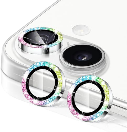 Hsefo Protezione per obiettivo della fotocamera per iPhone 17, in vetro temperato ultra sottile 9H, con glitter luccicante, in metallo, accessorio per fotocamera, da donna, resistente ai graffi