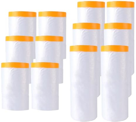 JIAYUET 12 rollos de papel de enmascarar con película transparente, hojas de protección de pintura para pulverización de coche, muebles, decoración de pared (55 x 20 cm)