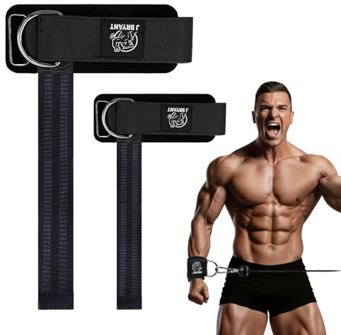 J Bryant Weight Lifting Straps with Wrist Cuffs, Adjustable Sliding D-Ring Gym Straps for Cable Machine, Pulldowns, Arm & Strength Training, Wrist Support & Rehabilitation (M)