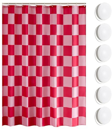 Tinsellns Tenda da Doccia Scozzese 180x180 cm, Tenda da Doccia per Vasca con 5 Magneti Ponderati Nella, Tende da Bagno Impermeabile con 12 Ganci, Bellissimo Motivo Scozzese Vintage