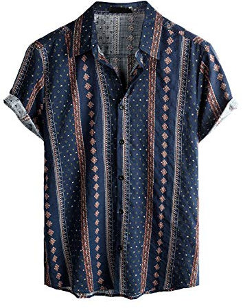 VATPAVE Mens Floral Hawaiian Shirts Short Sleeve Button Down Beach Shirts X-Large Navy