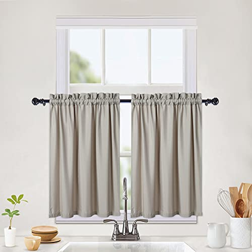 CAROMIO piccole tende idrorepellenti moderno caffè cucina tende corte tenda per piccole finestre da finestra, 2xW76cmxH61cm, colomba
