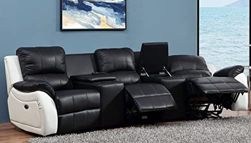 Mapo Möbel Elektrisches Ledersofa Kinosofa Fernsehsofa 5129eee-Cup-3-SW