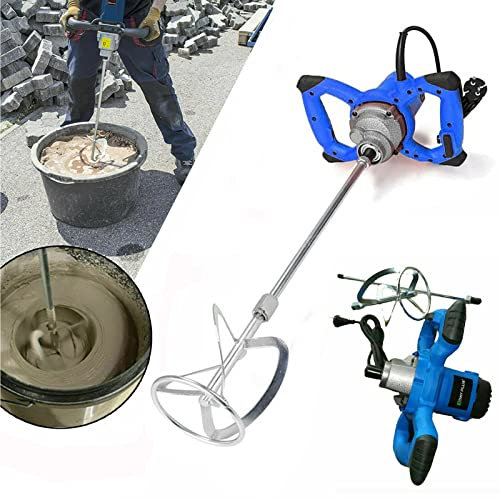 Mélangeur de Mortier 2600W, 1700 tr/min, 6 vitesses, Malaxeur mortier colle, Mélangeur de ciment électrique portable professionnel, Agitateur Réglable M14