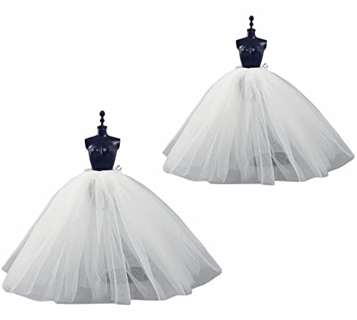 2pcs/lot Fashion Petticoat for 11.5 1/6 Doll Slip Wedding Dress Underskirt Clothes Outfits 1/6 BJD Dollhouse Accessories (Long, White)