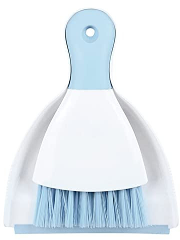 Dust pan Broom Brush Dustpan - Small Broom and Dustpan Set,Mini Broom and Dustpan,Small Dustpan and Brush Set for Home Cleaning, Sofa, Desk, Guinea Pig Cage, Cat Litter etc.（Light Blue）