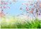 Wallario Wandbild aus Hartschaum, 70 x 100 cm, Kirschblütenzweige und grüne Wiese- Frühling, leichtes Material