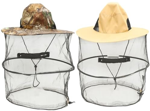 Kisangel 4 Stück Moskito-Hut moskitonetz kopfschutz moskitonetz hut Bienenschleierhut Imkerhut Gartenhut Verschleißfeste Kopfnetzmütze Professioneller Kopfnetzhut draussen Angeln Polyester