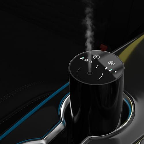 VOLOHAS Difusor de Aroma para Aceites Esenciales Ambientador para Coche con Principio de Atomización en Frío de Dos Sustancias Inalámbrico, Recargable por USB, Inteligente (Negro)