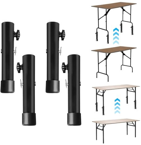 4 Prolunghe per Gambe da Tavolo, Gambe per Tavolo Regolabile in Altezza 9-13 cm, Piedini Regolabili per Mobili, Estensori per Gambe della Sedia, Acciaio al Carbonio, Per Armadi Scaffali Letto