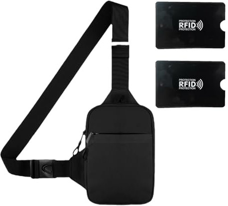 GUTERTOP Brusttasche Herren Klein, Travel Sling Bag Men mit 2 RFID Kartenhalter, Crossbody Bag Herren für Sportarten Wandern
