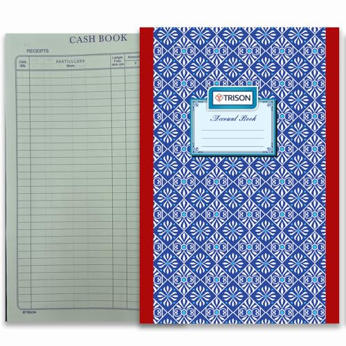 Trison Cash Book | Register Size 19x31 cm | 120 Sheets (240 Pages) | Hardbound | Green Ledger Paper | Quire 4 | Pack of 1