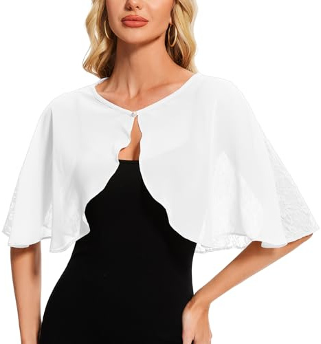 Atxnn Bolero Mujer Gasa Chaqueta Encaje Toreras Cardigan Corta Elegante Fiesta Boda Shrug Verano Primavera Otoño Top Casual Moda, Blanco