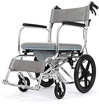 Fauteuil roulant pliable léger, siège de toilette pour chaise percée, fauteuil roulant manuel portable en aluminium pour personnes âgées handicapées, fauteuils roulants de salle de bain pour personne