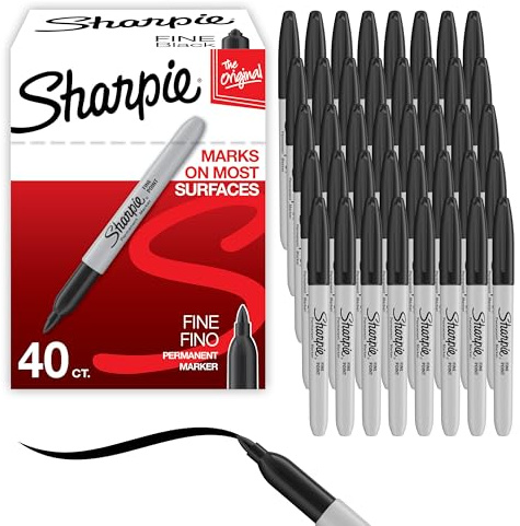 Sharpie Permanent Markers | Fine Point for Bold Details | Black Ink | 40 Marker Pens