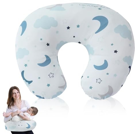 Stillkissen Klein, Stillhörnchen, Stillmond, Nursing und Breastfeeding Pillow, Kleines Stillkissen für Baby, Stillkissen Mond, Lagerungskissen, Nursery Pillow, Mit Abnehmbarem Stillkissenbezug