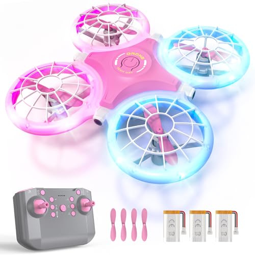 HOTOIQ Mini Drone for Kids Toys for 6-10+ Year Old Boys Girls, Birthday Gifts for Kids, 6 LED Lighting Modes, RC Quadcopter with 3 Batteries Longer Flight Time, Kids Drones for Beginner