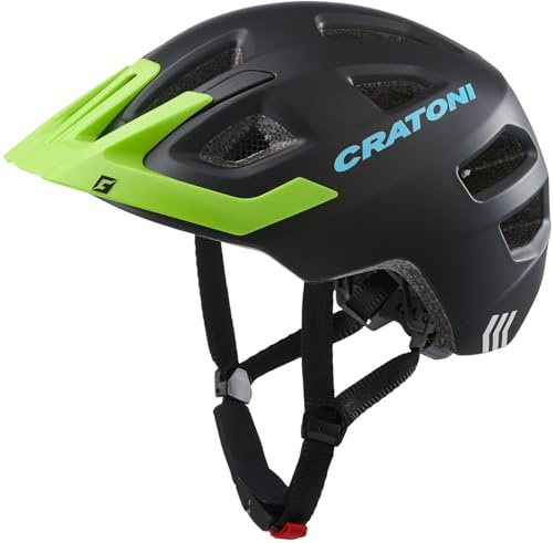 Cratoni Maxster Kinder Fahrradhelm, Schwarz/Lime Matt, S