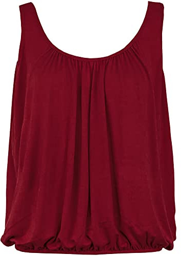 Love My Fashions® Women Vest Top Round Scoop Neckline Bubble Hem Straps Sleeveless Top Vest for Women UK Wine
