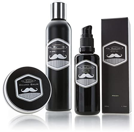 Bartpflege Set Fresh - 3 teilig von Mr. Burton´s. Inklusive Bartöl + Balsam + Bartshampoo