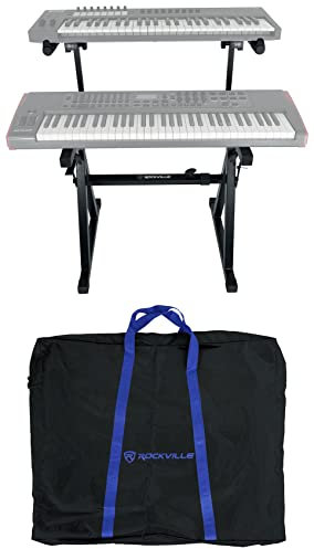 Rockville Z55 Z-Style 2-Tier Keyboard Stand+Travel Bag Adjustable Height + Width,Black