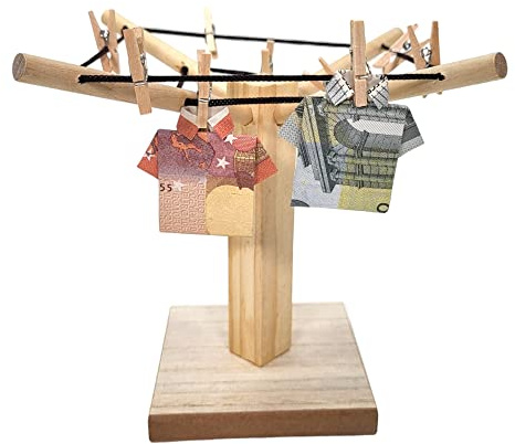 BUSDUGA 4212 Geldgeschenk Wäschespinne aus Holz, 19x15cm, inkl. 8 Holzklammern, Geschenkidee Wäscheleine