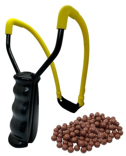 Luoyer® Zwille Steinschleuder Profi für Jagd Slingshot Schleuder Set mit Gummiband Extra Stark Sportschleuder Katapult für Erwachsener Outdoor inkl Tonkugeln (Rohrgummi)
