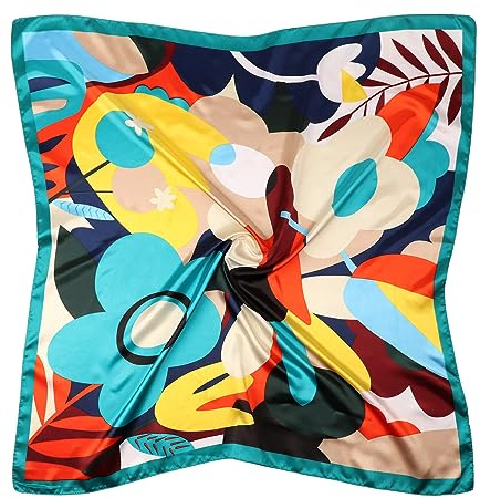 DRESHOW Pañuelos Satén Cuadrados Grandes Pelo Accesorios Seda de Playa Estampado Clásico para Mujer