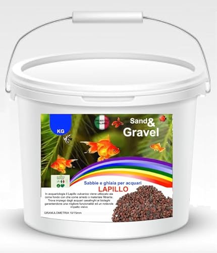 Lapillo Vulcanico - Ghiaia per Acquario e Piante - Sassolini Decorativi per Vasi - Sassi per Giardino (5/10 mm, 20 Litri)