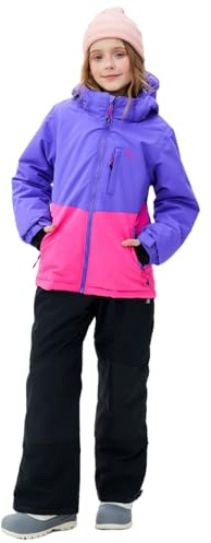 SMONTY SNOWER Tuta da Sci per Bambine con Cappuccio Staccabile, Completo da Sci, Super Caldo, Tuta Invernale per Bambina, Ragazza, Neve, Freddo, Impermeabile, Montagna, Sport Invernali, Regalo