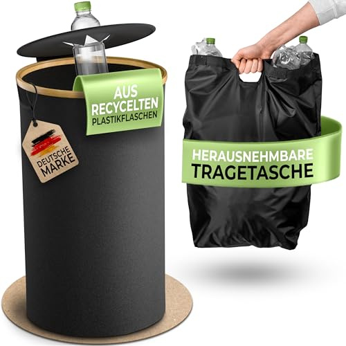 Glückstoff® ️ Contenitore rotondo per bottiglie di pegni [incl. borsa per il trasporto XXL] Contenitore vuoto & contenitore per bottiglie di pegni | raccoglitore di bottiglie da cucina | ripostiglio