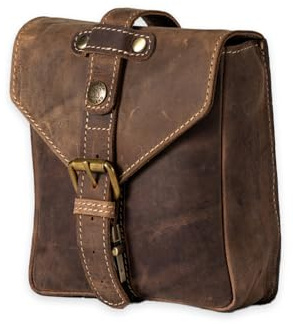 Goldtop | Full Leather Magnetic Motorcycle Tank Bag - Small - Tobacco Brown - Classic Custom Style Motorbike Storage Bag with Strong Neodynium Magnets