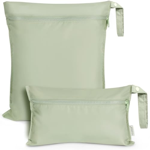 haakaa Sacchetti impermeabili per bambini, sacchetti asciutti per pannolini, viaggi, costume da bagno, spiaggia, piscina, parti della pompa, passeggino, asilo nido, yoga, erba, confezione da 2