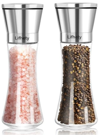 2 Pezzi Macina Sale e Pepe con Macinino Regolazione della Finezza in Ceramica, Macina Pepe Macinatore Manuale, Macinapepe Professionale