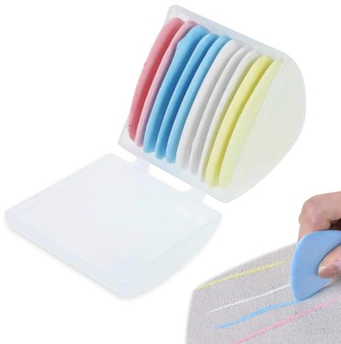 SANGFUN 10 tizas de sastre, triángulos de tiza de colores, instrumentos de costura con estuche de plástico