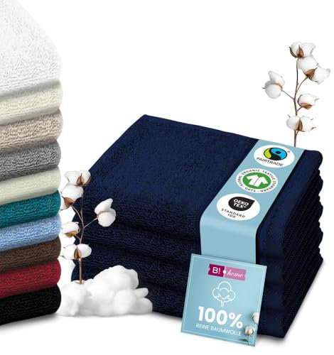 B!HOME 4er Set Premium Duschtücher [100% Baumwolle] 70x140 cm, dunkelblau/große Handtücher Weich, Saugstark & Pflegeleicht/Badetuch Perfekt für Bad, Strand & Reisen