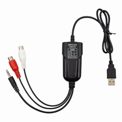 omiinitio Tarjeta de grabación auditiva USB para digitalización, cintas grabadoras en formato MP3 sin esfuerzo