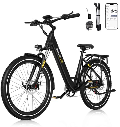 RCB Bicicleta Eléctrica para Adultos, E Bike Urbana de 27,5 Pulgadas, Encendida por NFC/App, con la Batería Extraíble de 36 V 10.4Ah, Autonomía de 35-50 km