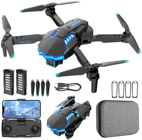 Dron con Camara 1080 para Niño y Adultos RC Quadcopter Mini Drone FPV con 30min de Vuelo/Altitud Retención/Fotografía Gestos, Juguete Regalo para Niño Cumpleaño Navidad (Blue)