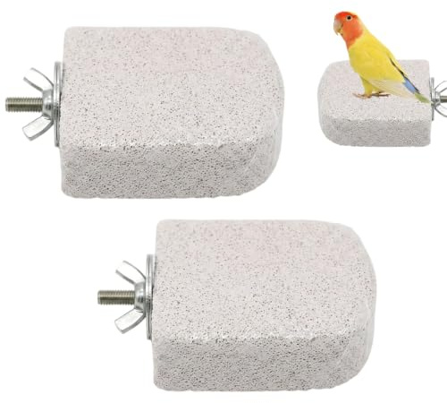 2 Pcs Bird Perches for Cage, Lava Ledge Grooming Platforms