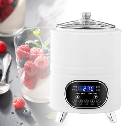 Yoghurtmaskin 8/12l Med Digital Temperaturkontroll White-8L | 360° Värmefördelning, Timerfunktion, Rostfri Behållare, Hemlagad Yoghurt, Natto, Fruktvinäger, Hotell, Bageri