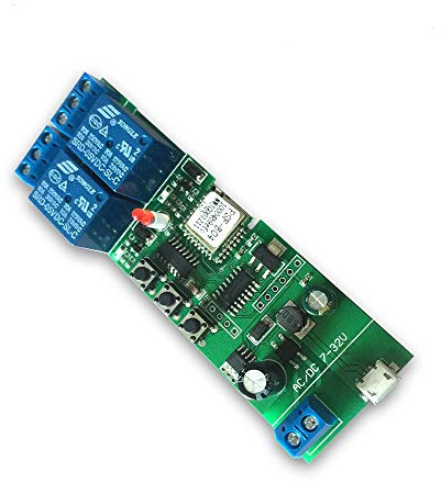 MHCOZY WiFi Wireless Smart Switch Relay Module for Smart Home 5V 5V/12V，Ba Applied to Access Control, Turn on PC, Garage Door (2CH WiFi Inching Relay)