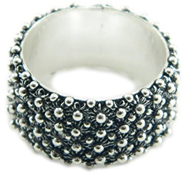 Anello in argento brunito 925 fede filigrana tipo sarda lavorazione nido ape 4 file (18)